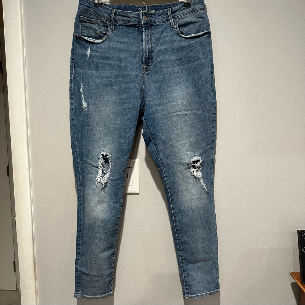 Old Navy Rockstar Super Skinny High Rise Distressed Blue Size 14